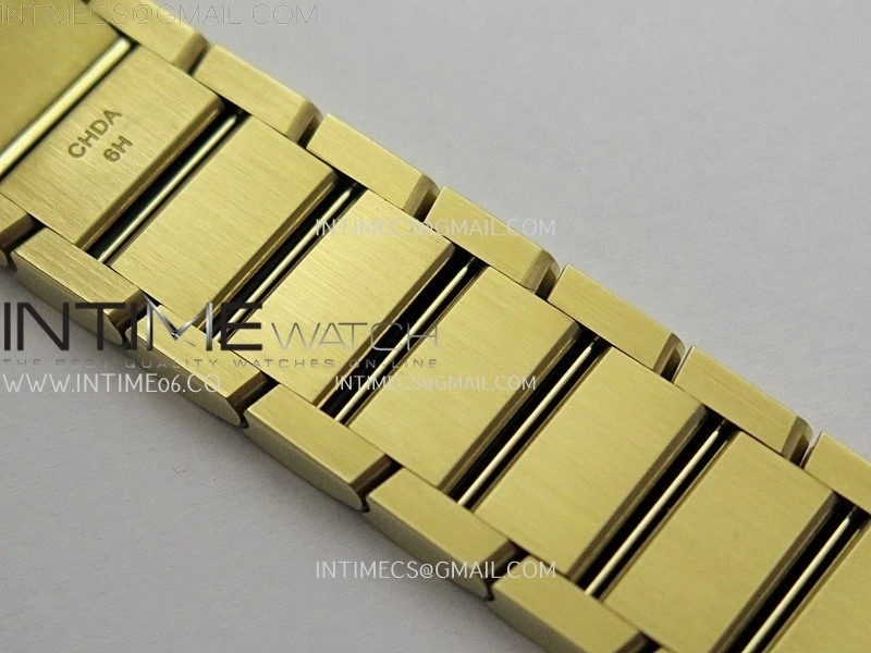 Tank Francaise Ladies 21.2mm Diamond Bezel YG 8848F 1:1 Best Edition Silver Dial on YG Bracelet Ronda Quartz V2